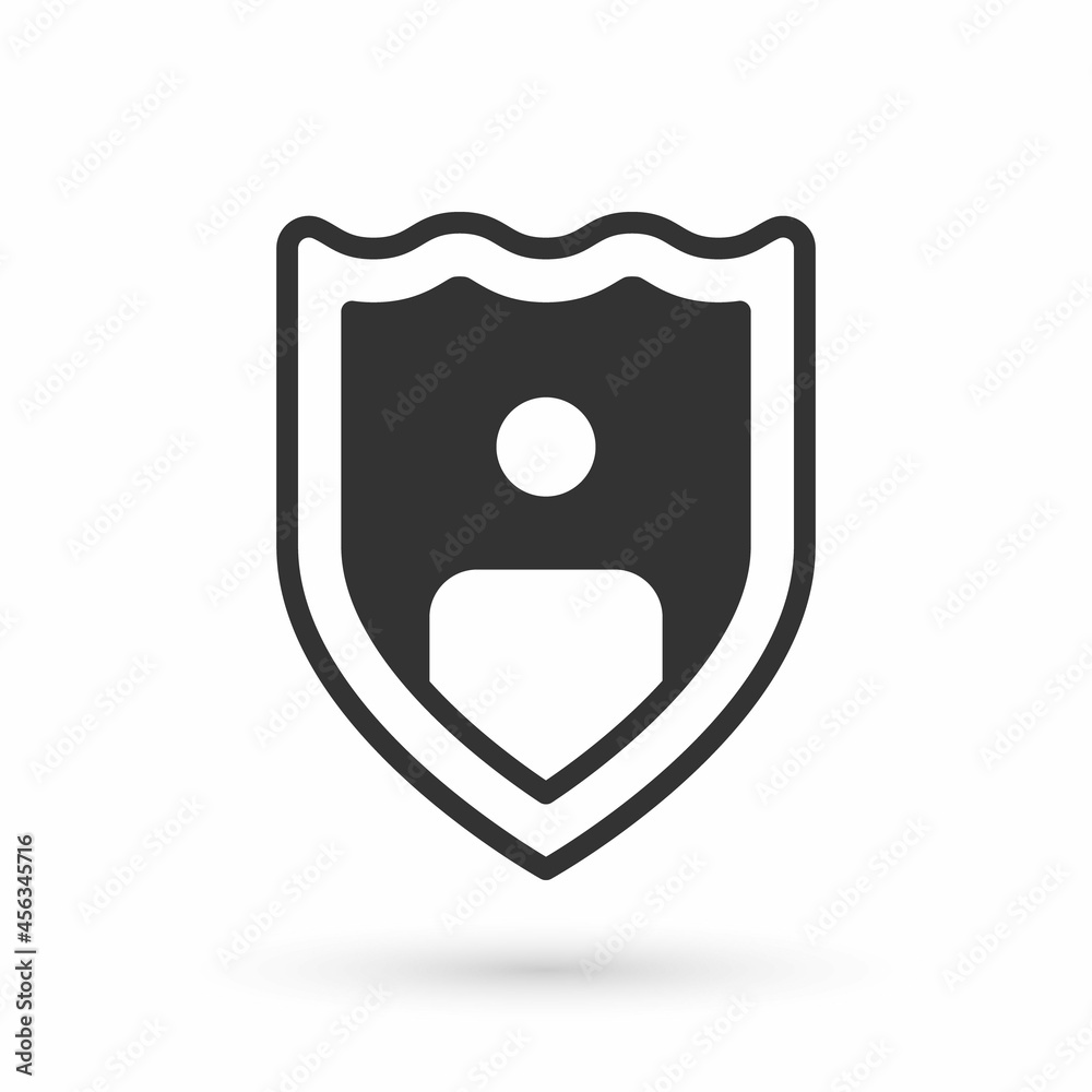 Grey Life insurance with shield icon isolated on white background. Security, safety, protection, protect concept. Vector Grey Life insurance with shield icon isolated on white background. Security, safety, protection, protect concept. Vector