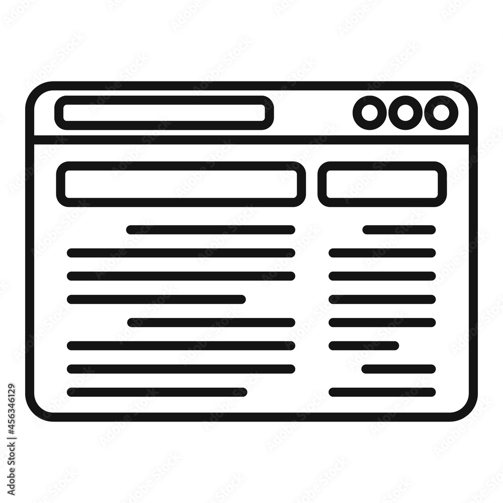 Webpage browser icon outline vector. Computer window Webpage browser icon outline vector. Computer window