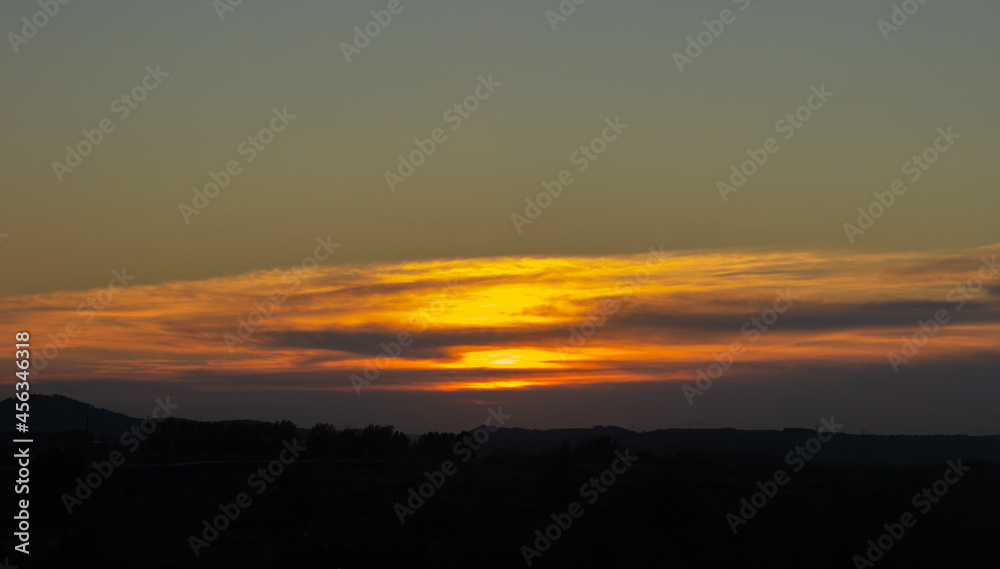 Yellow-orange sunset in the city. Sunset time. Yellow-orange sunset in the city. Sunset time.