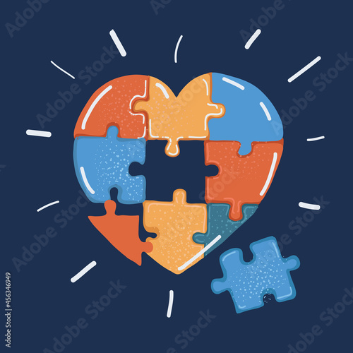 Vector illustration of jigsaw puzzle heart,