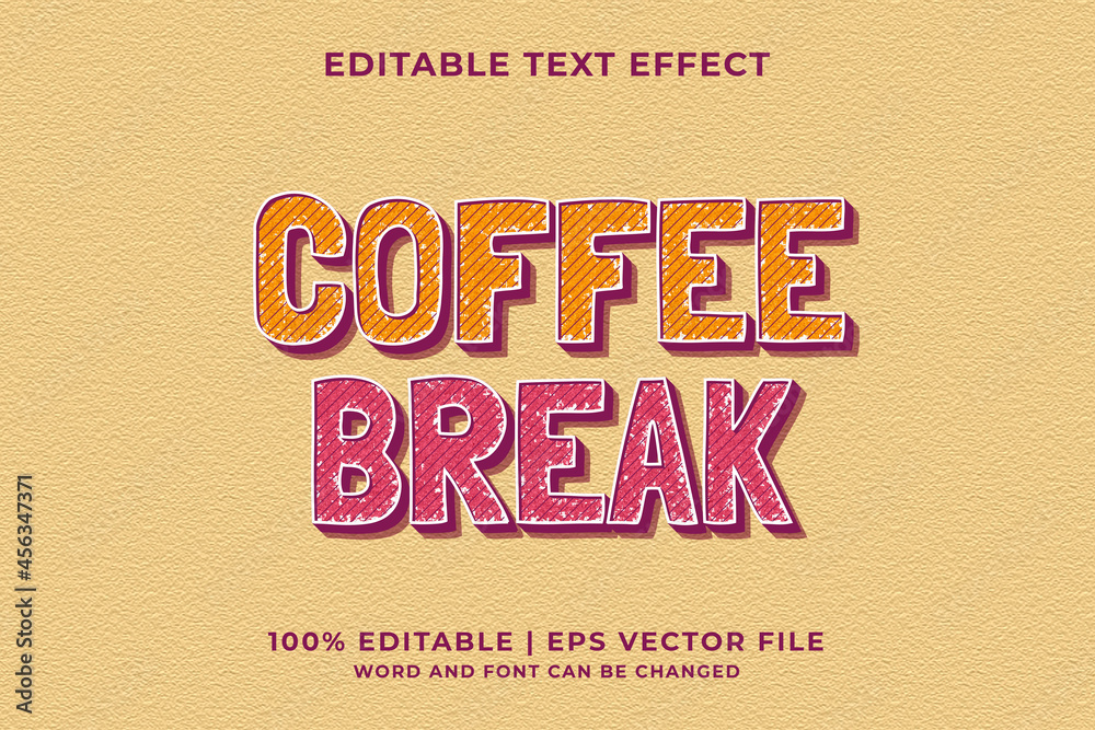 Fototapeta premium Editable text effect - Coffee Break template retro style premium vector