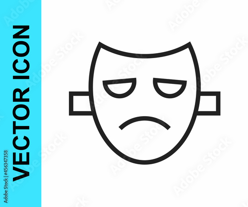 Black line Drama theatrical mask icon isolated on white background. Vector