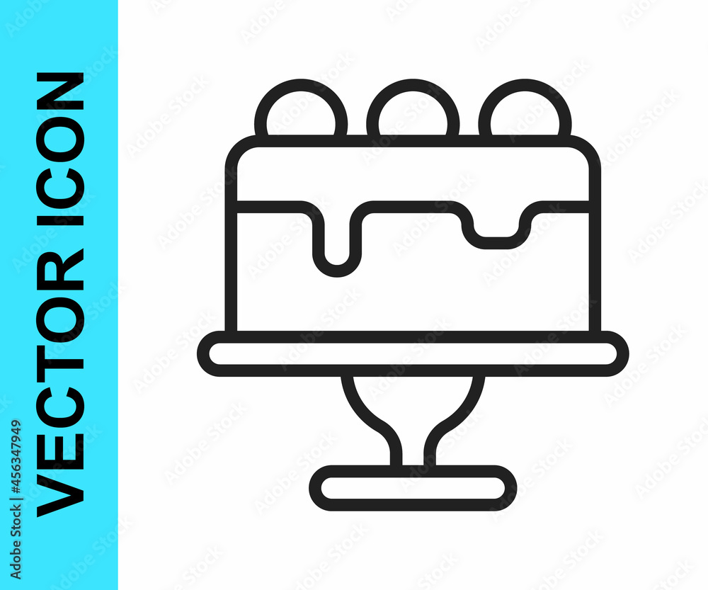 Black line Cake icon isolated on white background. Happy Birthday. Vector Black line Cake icon isolated on white background. Happy Birthday. Vector