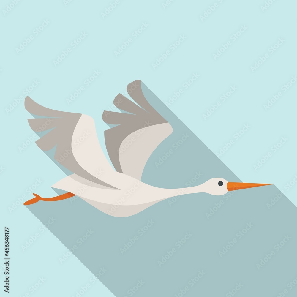 Fototapeta premium Japanese stork icon flat vector. Fly bird