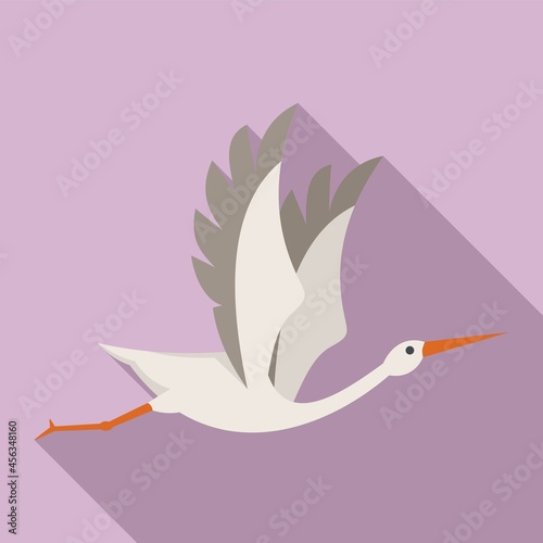 Nest stork icon flat vector. Fly bird