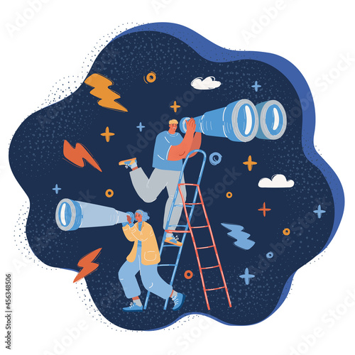 Vector illustration of Vision money of Businessman over dark backround.