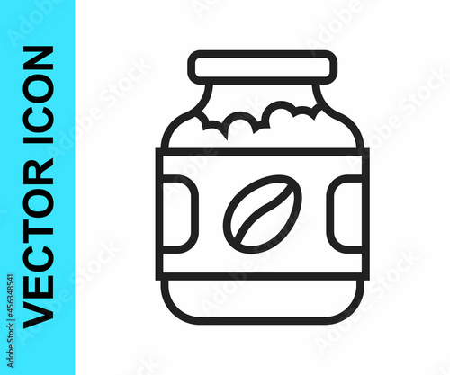 Black line Coffee jar bottle icon isolated on white background. Vector