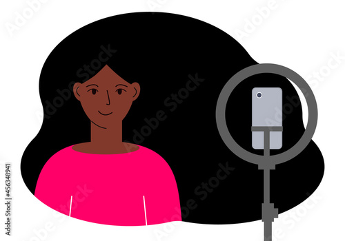 Illustration of a beautiful woman beauty blogger