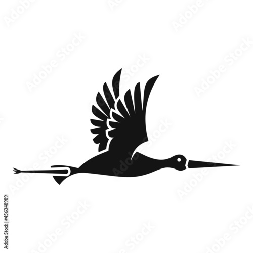 Chinese stork icon simple vector. Fly bird