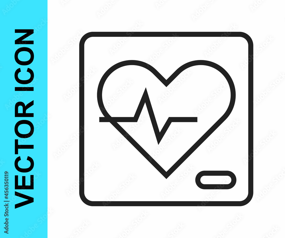 Black line Heart rate icon isolated on white background. Heartbeat sign. Heart pulse icon. Cardiogram icon. Vector Black line Heart rate icon isolated on white background. Heartbeat sign. Heart pulse icon. Cardiogram icon. Vector