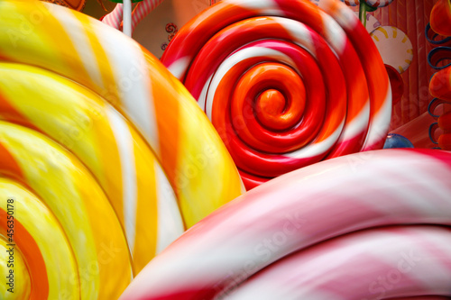 Bright colored holiday dessert window display in New York City photo