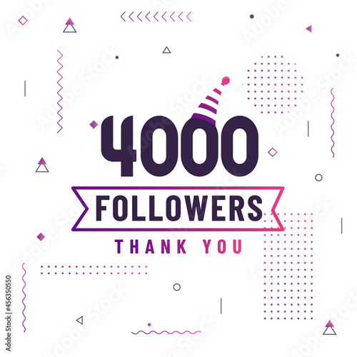 Thank you 4000 followers, 4K followers celebration modern colorful design. photo