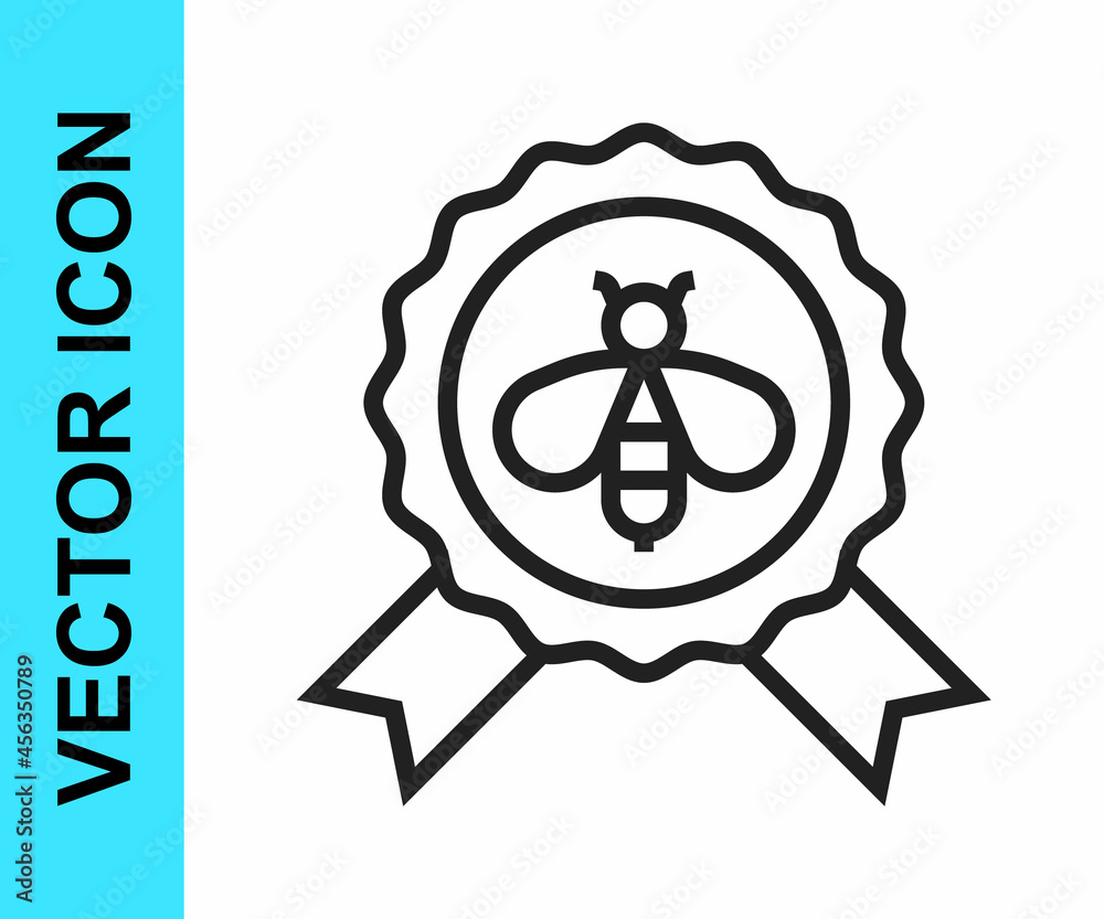 Black line Best bee icon isolated on white background. Sweet natural food. Honeybee or apis with wings symbol. Flying insect. Vector Black line Best bee icon isolated on white background. Sweet natural food. Honeybee or apis with wings symbol. Flying insect. Vector