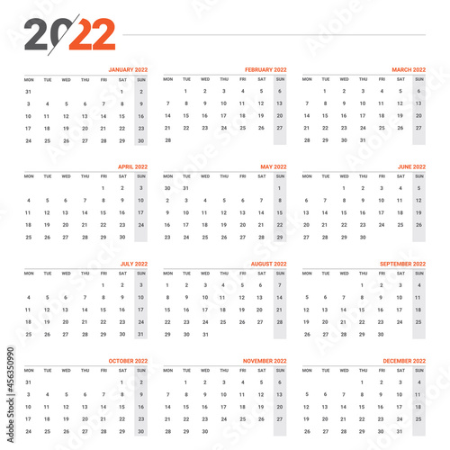 Calendar 2022 corporate design planner template, Desk Calendar 2022, printing layout, week start Monday	