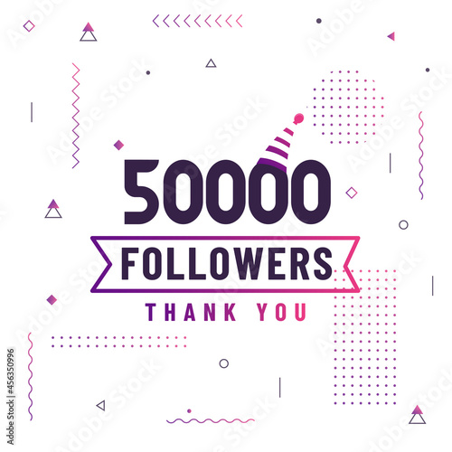 Thank you 50000 followers, 50K followers celebration modern colorful design.