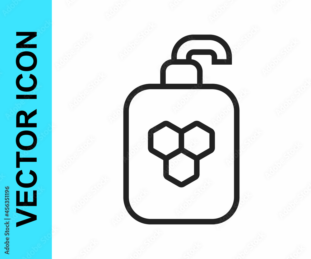 Black line Cosmetic tube with honey icon isolated on white background. Natural skin care. Vector