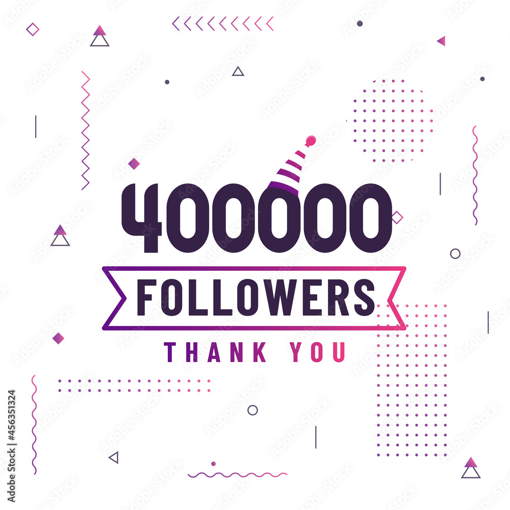 Thank you 400000 followers, 400K followers celebration modern colorful design.