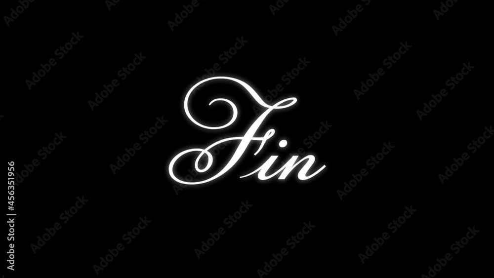 Fin ( translation: finish ) text writing 4K animation (transparent background )