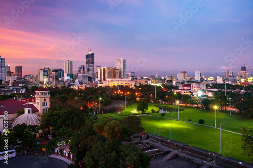 Sunset over view of intramuros, Metro Manila, National Capital Province, Philippines. photo