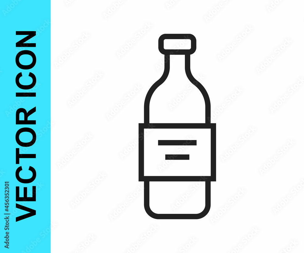 Black line Glass bottle of vodka icon isolated on white background. Vector Black line Glass bottle of vodka icon isolated on white background. Vector