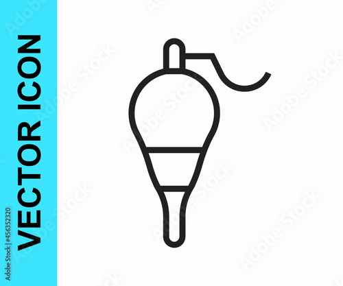 Black line Fishing float icon isolated on white background. Fishing tackle. Vector