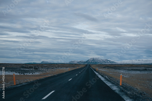 Route 1 and dramatic sky, Iceland