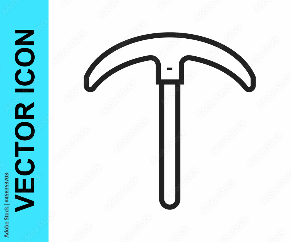Black line Pickaxe icon isolated on white background. Vector Black line Pickaxe icon isolated on white background. Vector