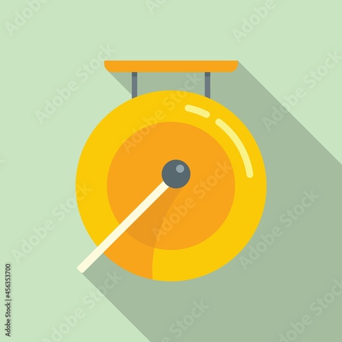 Signal gong icon flat vector. Asian bell