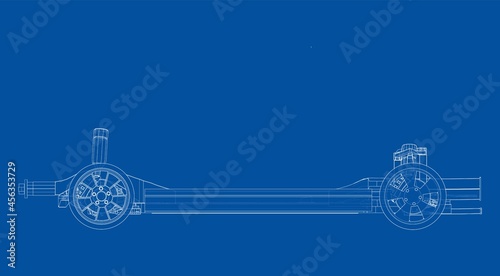 Electric Car Chassis with battery. Vector
