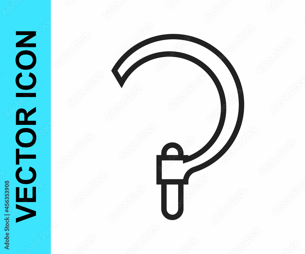 Black line Sickle icon isolated on white background. Reaping hook sign. Vector Black line Sickle icon isolated on white background. Reaping hook sign. Vector