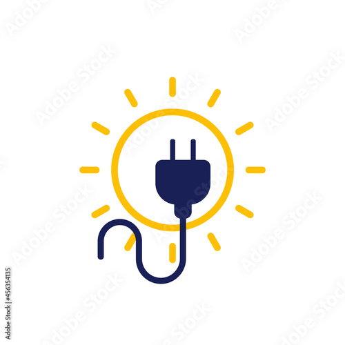 electric plug and sun icon, solar energy concept