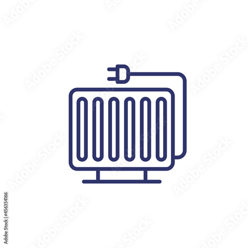 heater line icon, radiator with electic plug