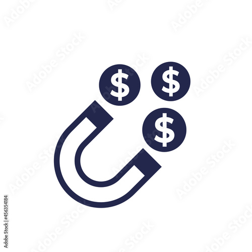 money and magnet icon, vector