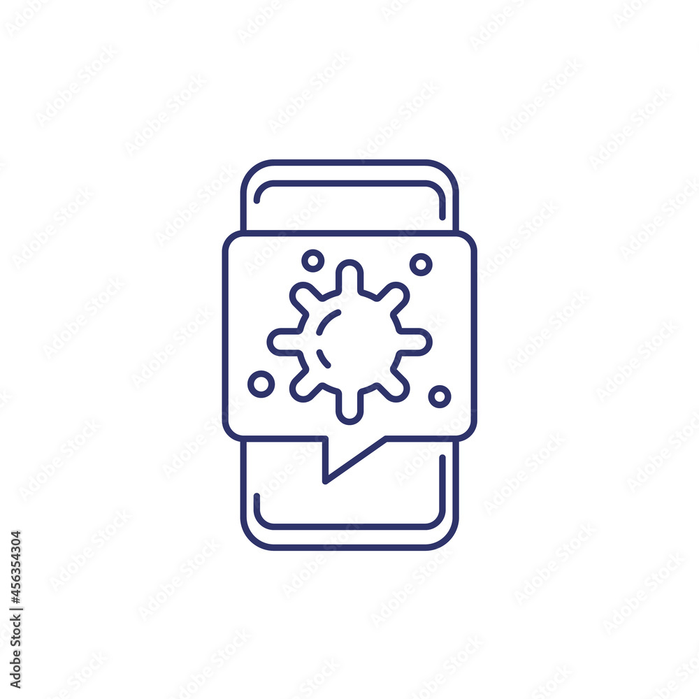 contact tracing app line icon contact tracing app line icon