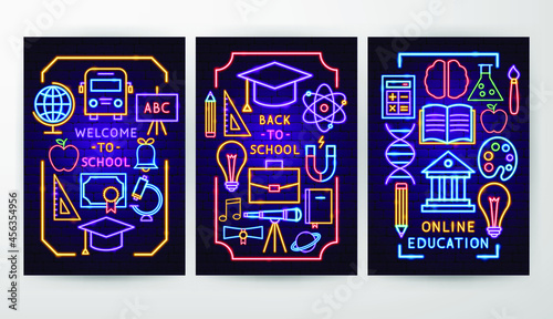Back to School Flyer Concepts. Vector Illustration of Education Promotion.