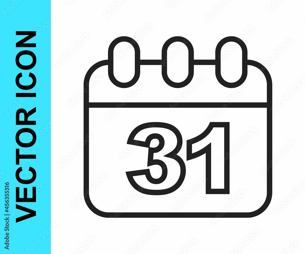 Black line Calendar with Halloween date 31 october icon isolated on white background. Happy Halloween party. Vector Black line Calendar with Halloween date 31 october icon isolated on white background. Happy Halloween party. Vector