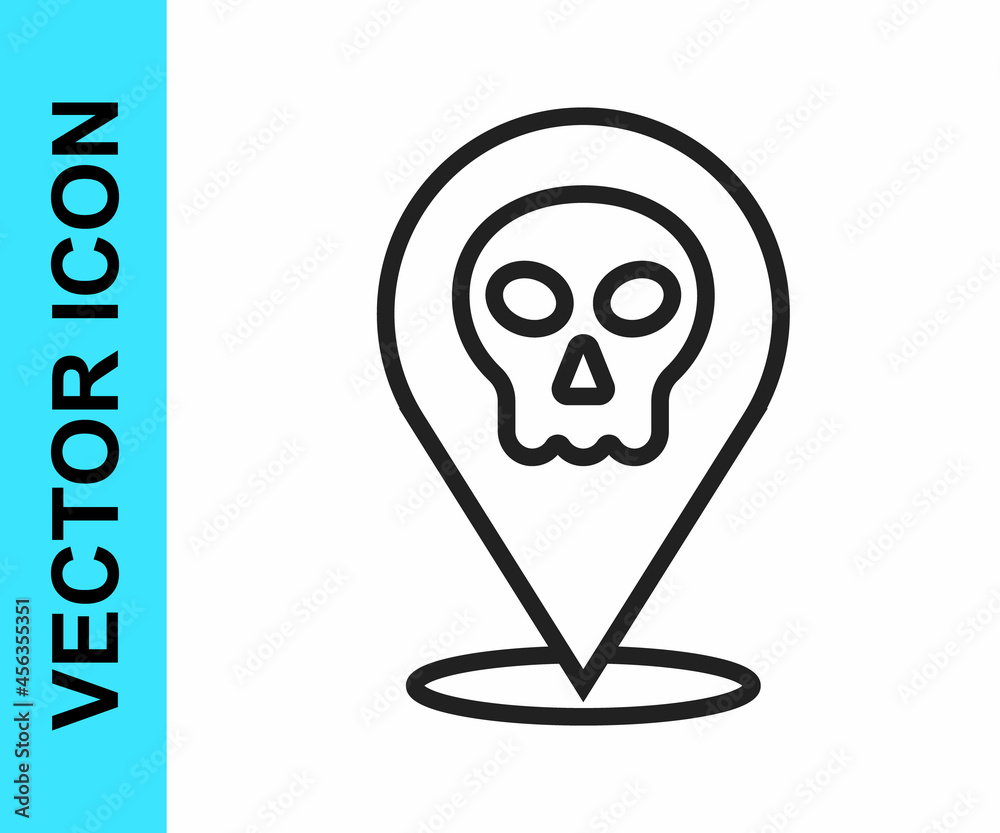 Black line Skull icon isolated on white background. Happy Halloween party. Vector Black line Skull icon isolated on white background. Happy Halloween party. Vector