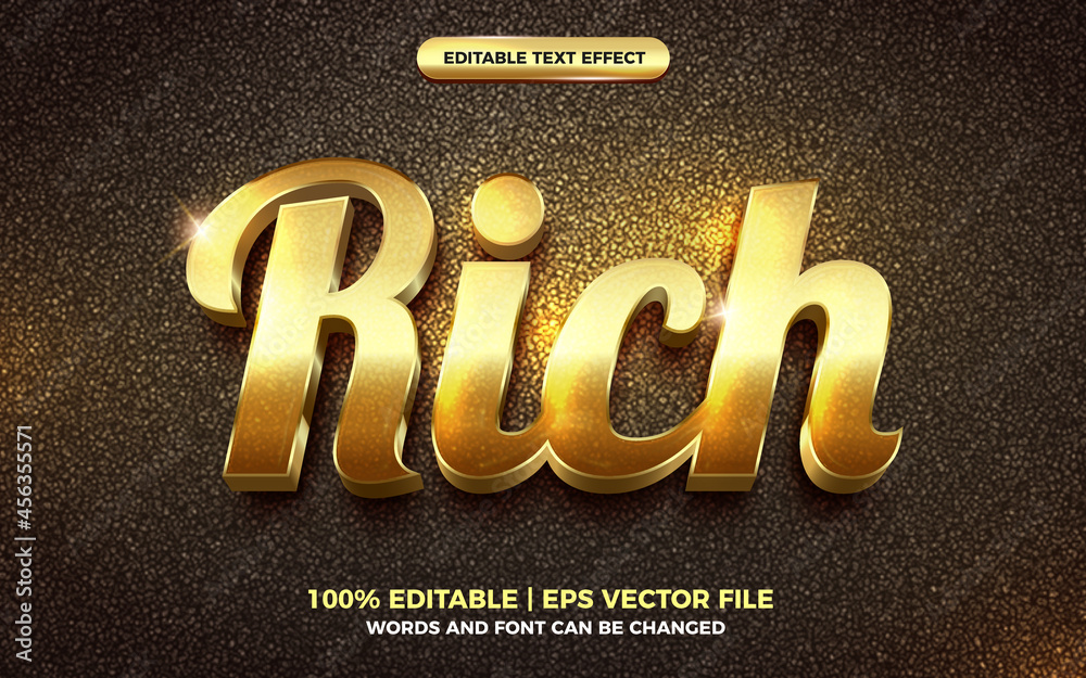 rich gold 3d editable text effect