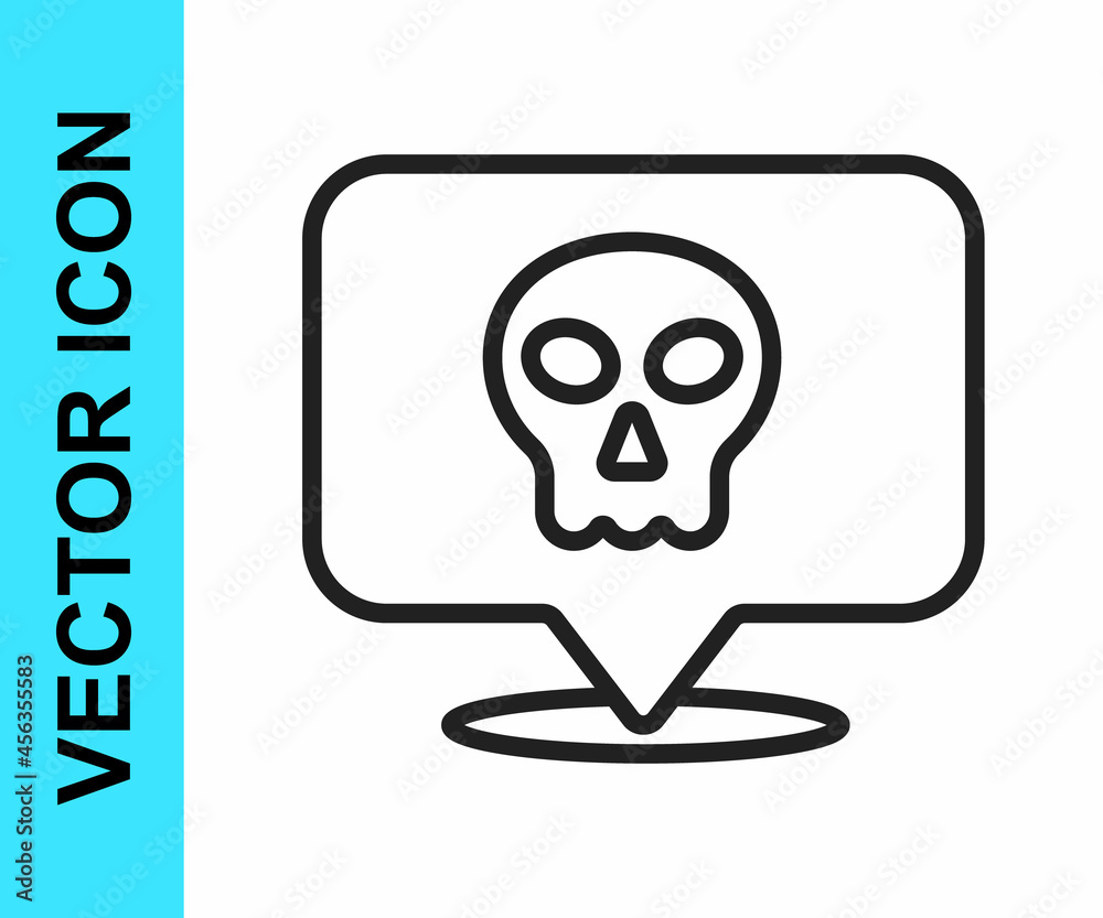 Black line Skull icon isolated on white background. Happy Halloween party. Vector