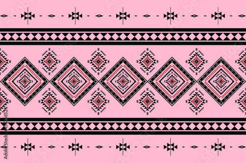 Geometric ethnic oriental seamless pattern traditional Design for background,carpet,wallpaper.clothing,wrapping,Batik fabric,Vector illustration.embroidery style - Sadu, sadou, sadow or sado