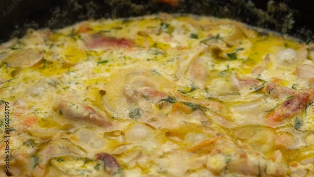 Cooking chicken in cream herb sauce. 4K UHD video Cooking chicken in cream herb sauce. 4K UHD video