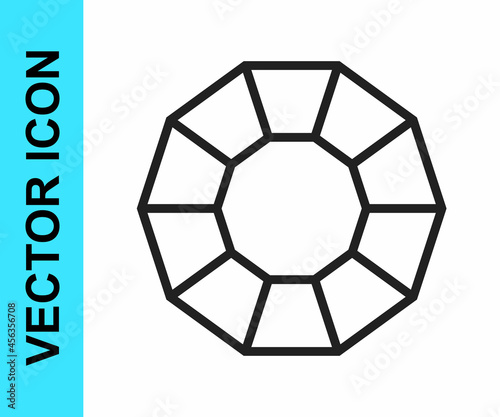 Black line Diamond icon isolated on white background. Jewelry symbol. Gem stone. Vector
