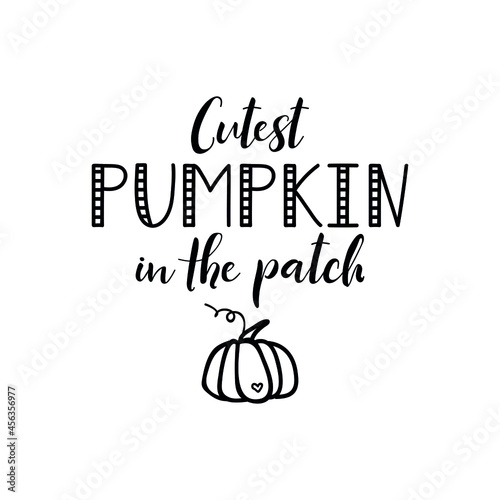 Cutest pumpkin in the patch. Lettering. Modern brush calligraphy. t-shirt design.