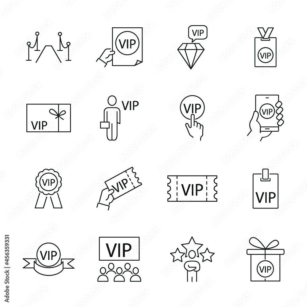 VIP icons set. VIP pack symbol vector elements for infographic web VIP icons set. VIP pack symbol vector elements for infographic web