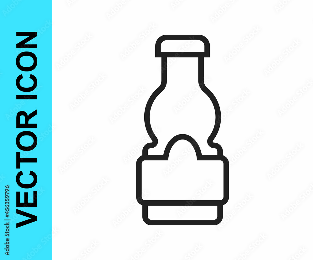 Black line Sauce bottle icon isolated on white background. Ketchup, mustard and mayonnaise bottles with sauce for fast food. Vector Black line Sauce bottle icon isolated on white background. Ketchup, mustard and mayonnaise bottles with sauce for fast food. Vector