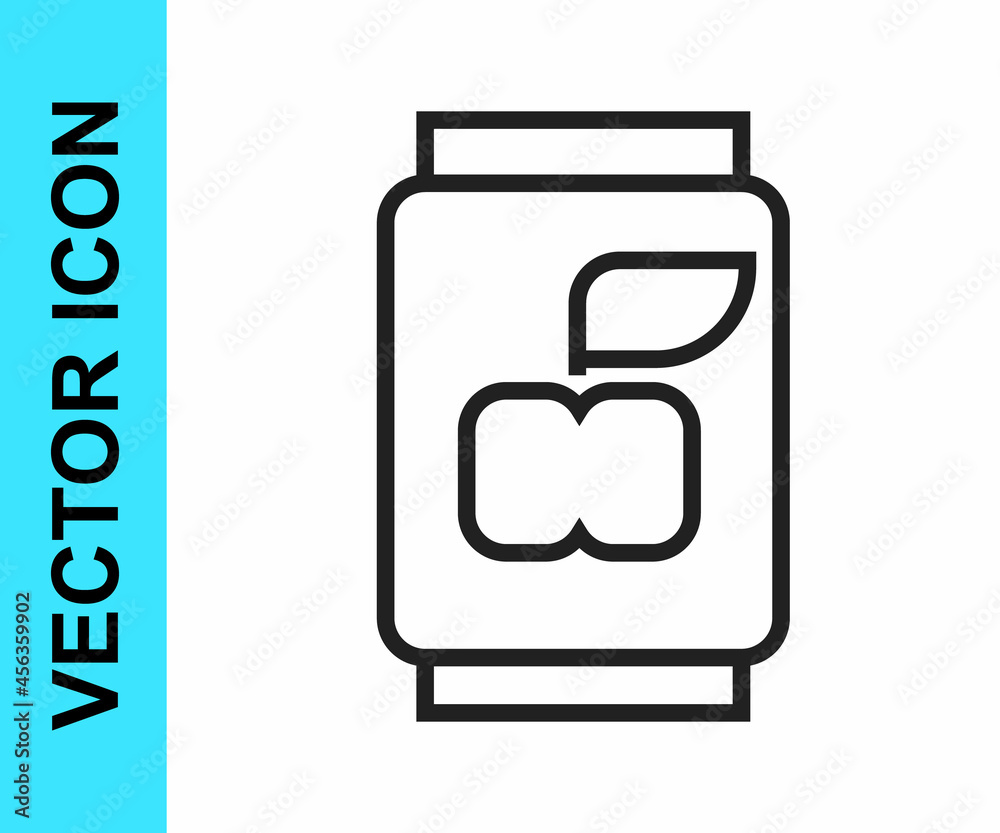 Black line Soda can icon isolated on white background. Vector Black line Soda can icon isolated on white background. Vector