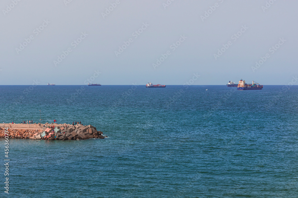 ships in the port of Algiers , seascape for The Capital Of Algeria