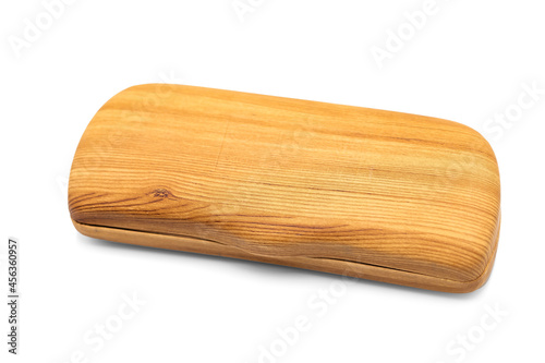 Glasses case with wooden pattern isolated on white background