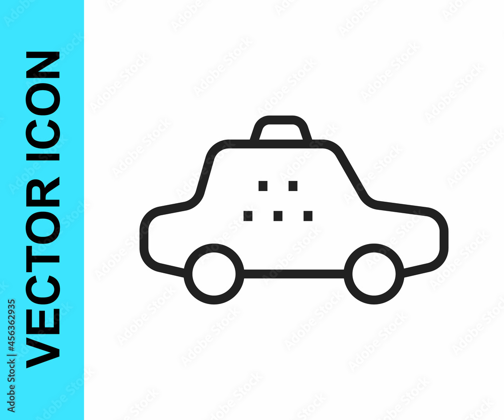 Black line Taxi car icon isolated on white background. Vector