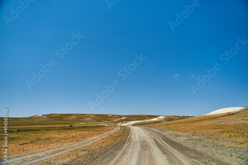 Chalk mountains in the Orenburg region. High quality photo